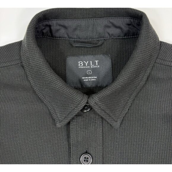 BYLT Mens Coastal Overshirt Sz Large Shirt Long Sleeve Button Up Waffle Knit - Picture 4 of 12